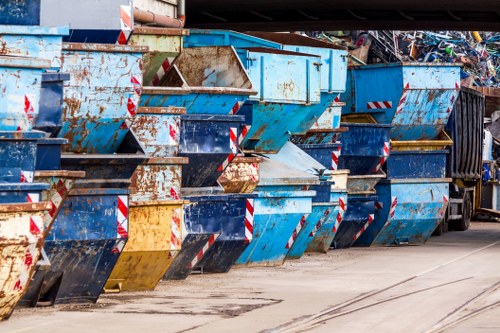 Demolition site with various types of waste materials