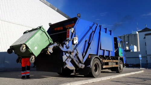 Enfield skip hire truck parked for collection at a residential property