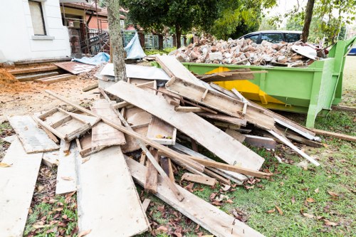 Enclosed lockable skip in a residential area